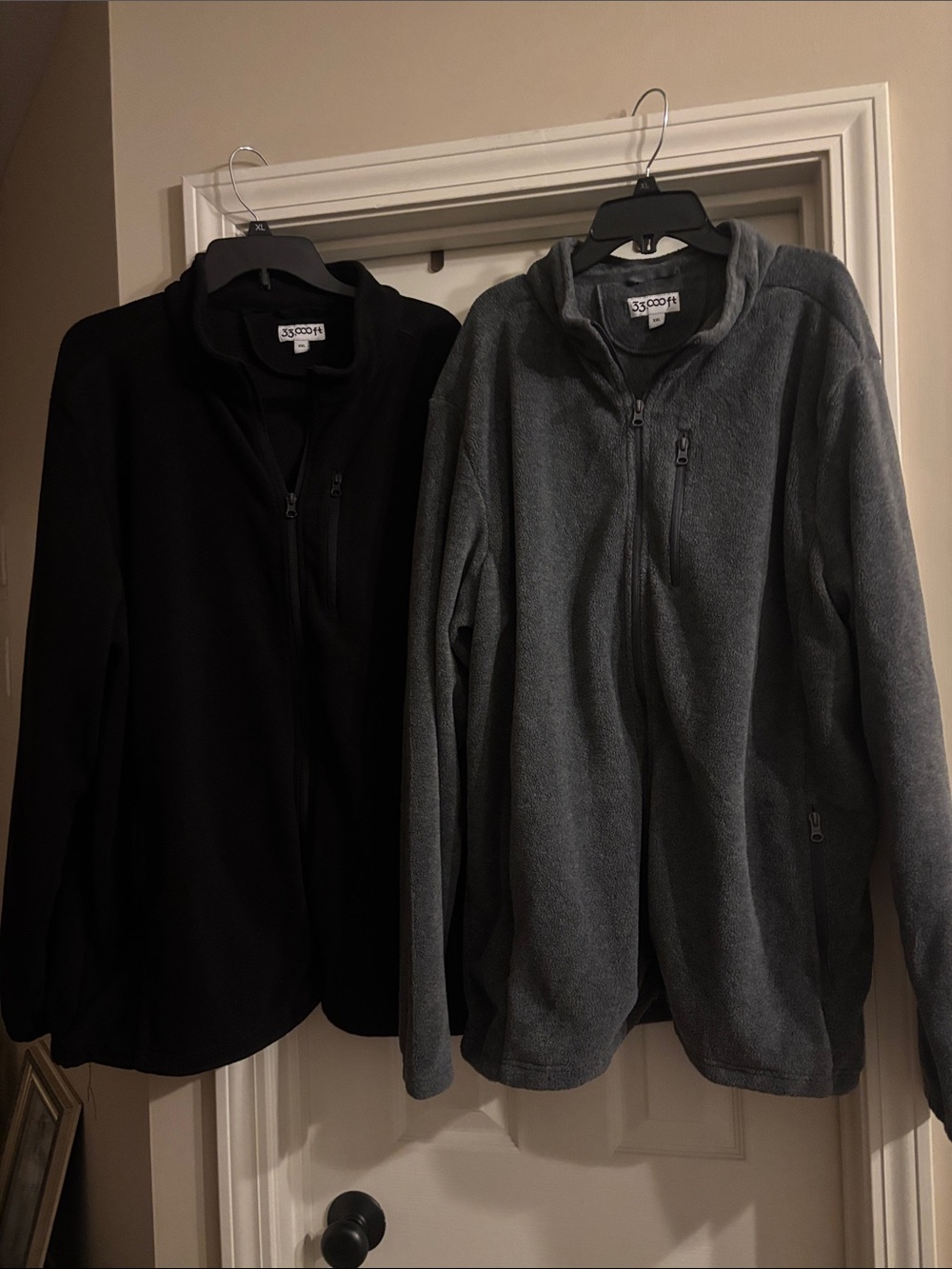 Men’s Zip-Up Fleece Jacket by 33,000 ft brand  - Black & Gray 2XL